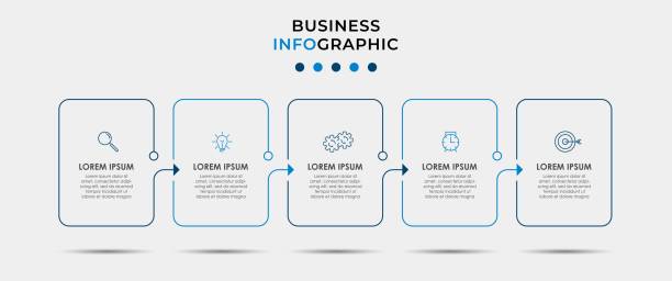 Vector Infographic design business template with icons and 5 options or steps. Can be used for process diagram, presentations, workflow layout, banner, flow chart, info graph Vector Infographic design business template with icons and 5 options or steps. Can be used for process diagram, presentations, workflow layout, banner, flow chart, info graph steps infographic stock illustrations