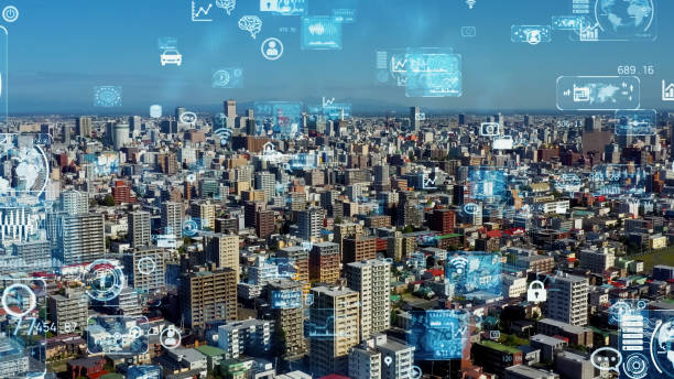 istock Smart city and communication network concept. 5G. IoT (Internet of Things). Telecommunication. 1325334303