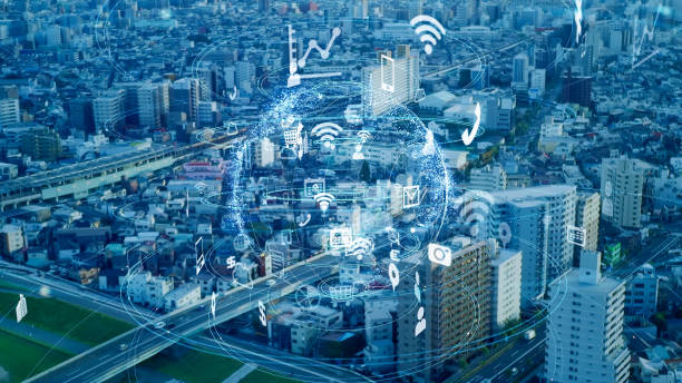 istock Smart city and communication network concept. Digital transformation. 1325334358