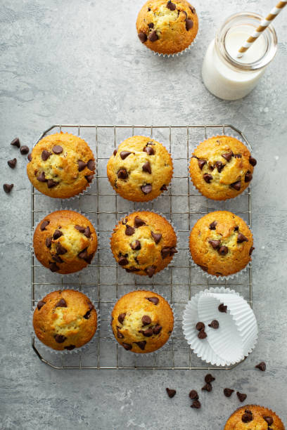 istock Chocolate chip muffins with milk 1325335558