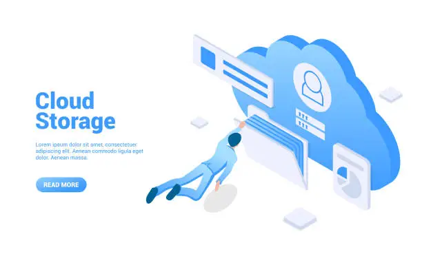 Vector illustration of Cloud storage space concept.