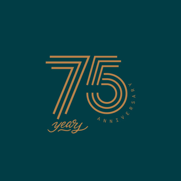 ANIVERSARY-02-02 75 years anniversary pictogram vector icon, 75th year birthday logo label. 75th anniversary stock illustrations