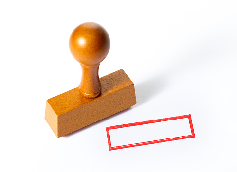 Wooden blank stamp on white background