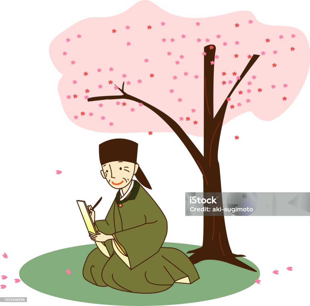 An Elderly Person Singing A Song Under A Cherry Tree Stock Illustration -  Download Image Now - iStock