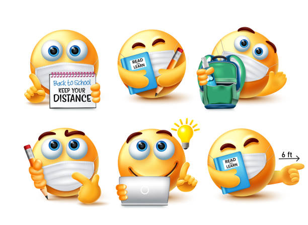 istock Smiley back to school safety guidelines vector set. Emojis 3d student character in covid-19 safety measure for school education new normal emoticon collection design. 1325349318