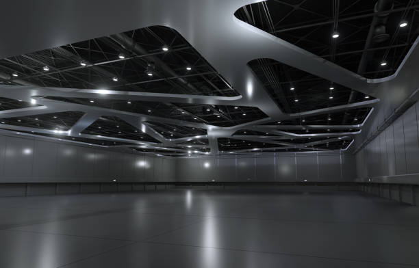 istock Empty hall exhibition center.Backdrop for exhibition stands,booth elements. Conversation center for conference.Big Arena for entertainment,concert,event. Indoor stadium for sport.warehouse to store products.3d render. 1325350462