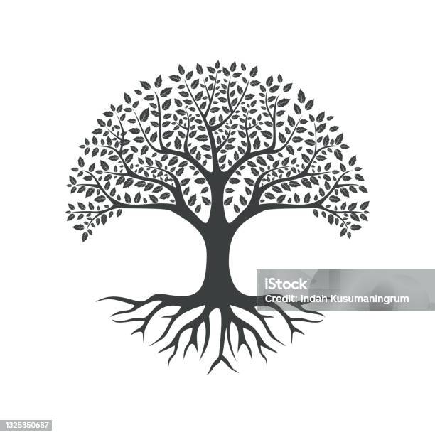 Vector Black Tree Of Live Icon On White Background - Arte vetorial de stock e mais imagens de Árvore - Árvore, Raiz, Árvore da vida - Mitologia