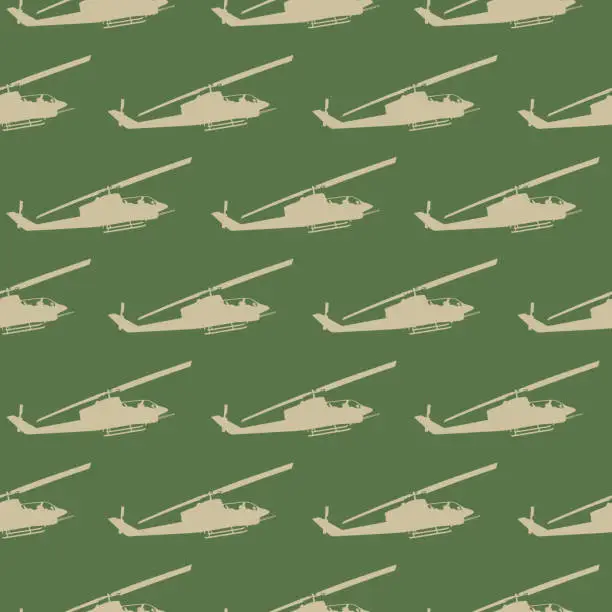 Vector illustration of Retro Helicopters Seamless Pattern 3