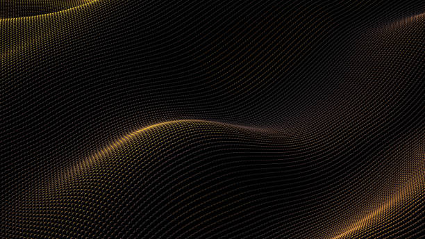 istock Particles of drapery on a black abstract background with gold highlights. 1325350814