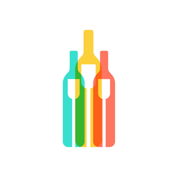 ilustrações, clipart, desenhos animados e ícones de garrafa de vinho e silhueta de taça de vinho - champagne flute wine isolated wineglass