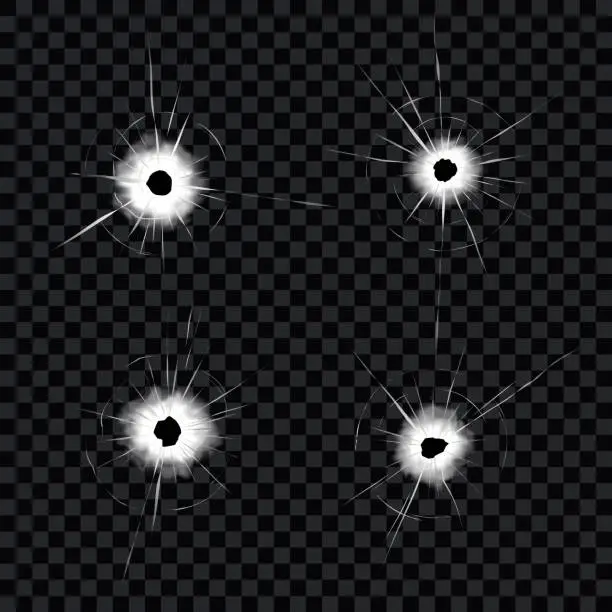 Vector illustration of Bullet holes on glass.