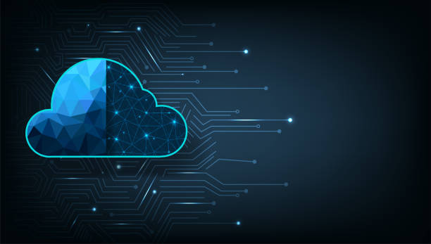 Cloud Technology illustration concept. Cloud Technology illustration concept.High-speed connection data analysis. Technology network for connected devices.cloud computing. big data center, on dark blue background. cloud computing stock illustrations