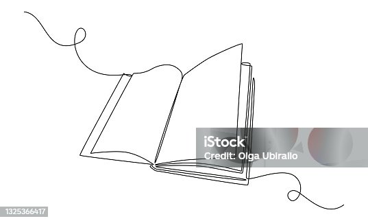 istock Continuous one line drawing Opened book. Education study and knowledge library concept. Vector illustration 1325366417
