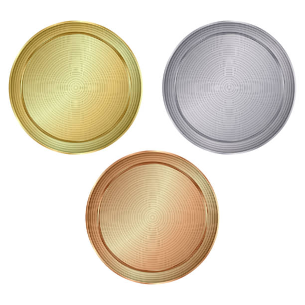 istock Vector set of blank old, round with centrist circles, patterns of gold, silver, bronze for coins, seals, money or medals 1325366477