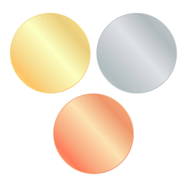 istock Set of vector blank round templates for coins, seals, money or medals from gold, silver, bronze 1325366478