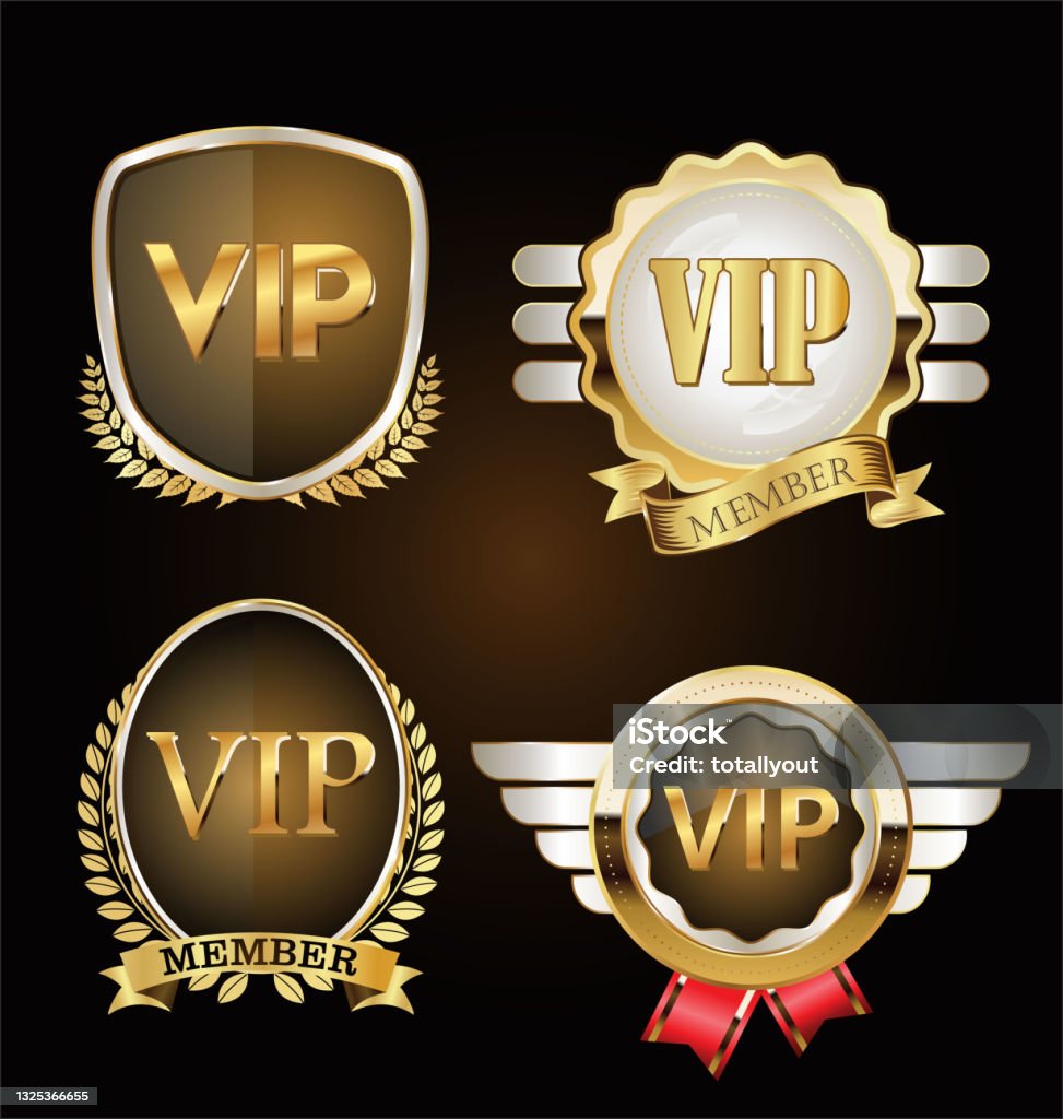 Retro Vip Golden Vip Invitation Retro Template On Black Background Stock ...