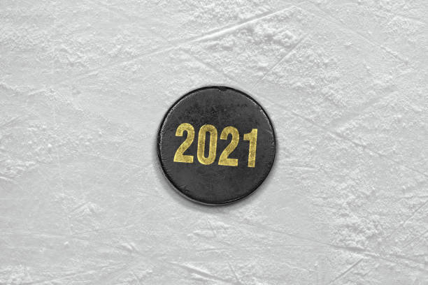 istock Hockey puck on the ice rink 1325367799