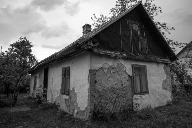 istock Old rural house in black and white 1325371639