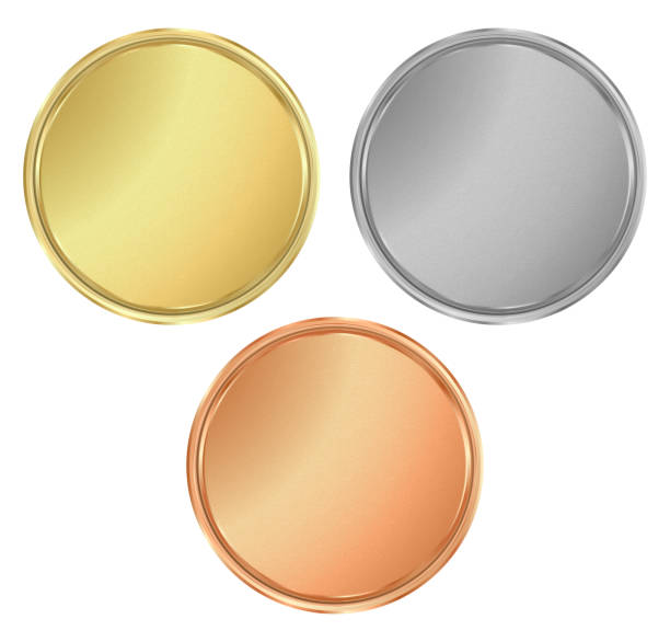 istock vector round empty textured gold silver bronze medals.  It can be used as a coin button icons 1325375209