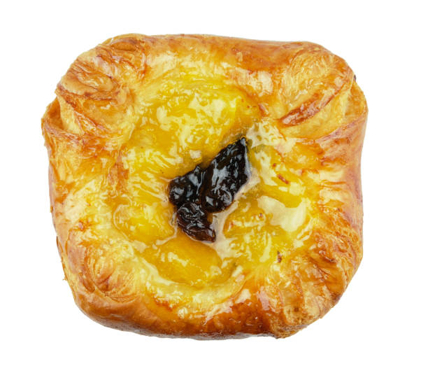 Danishes - Pastry - Bakery product.Danish pastries with lemon cream on white background.
