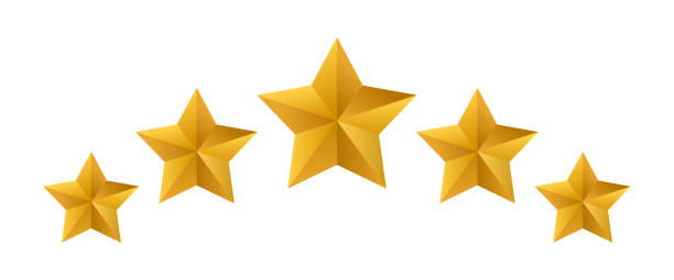 ilustrações de stock, clip art, desenhos animados e ícones de five stars rating vector icon - first class star shape rank gold