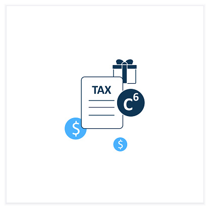 Carbon tax flat icon. Tax levied on carbon goods and services. Economically profitable. Declaration. Universal basic income concept. Vector illustration