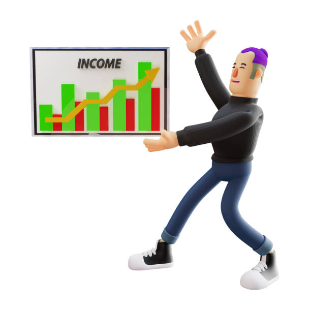 istock Cool Man Cartoon 3D Illustrations Picture with Graphic Board 1325379180