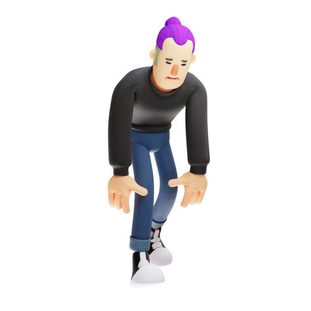 istock Cool Man 3D Cartoon Feels Tired 1325379196