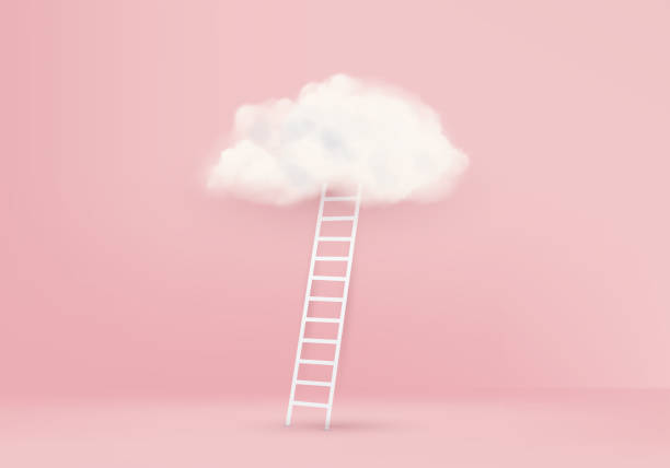 istock Minimal idea pastel concept on 3D vector pink clouds background. Business in one direction and with one individual pointing. 3d cloud concept for new idea creativity in pink minimal clouds background 1325383038