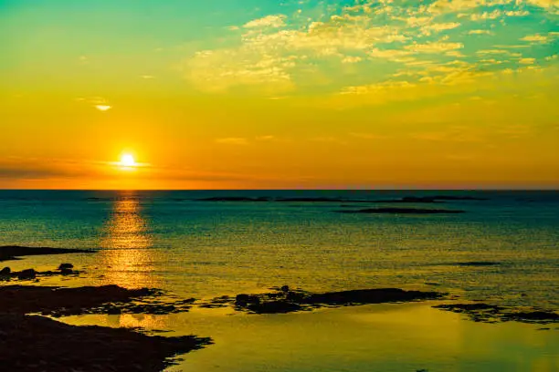 Photo of Seascape at midnight sun on Andoya, Norway