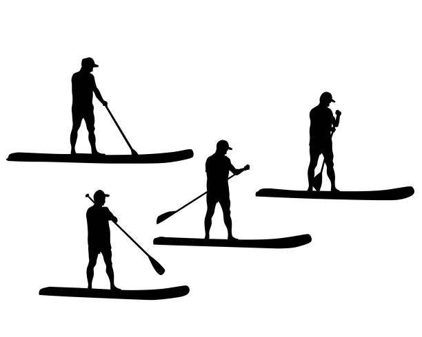 stockillustraties, clipart, cartoons en iconen met surfboard with paddle - peddel