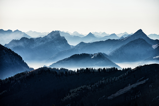 Swiss alps seen from Mount Kronberg in the Appenzell Alps