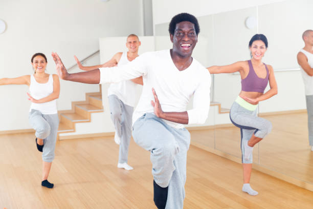 istock Cheerful african american man practicing vigorous dance movements 1325385673
