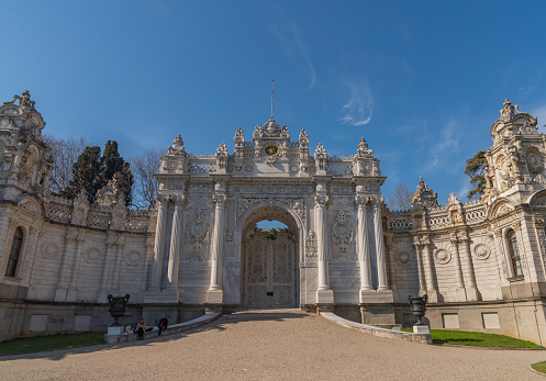 Dolmabahce sultan palace. Tourism and sightseeing in Istanbul. Captured on March 2021.