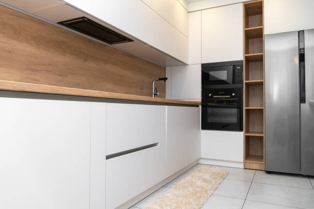 istock Modern minimalistic interior of a bright kitchen 1325387055