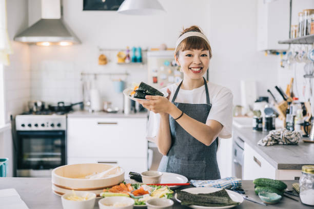istock Japanese food  vlogger speaking with her audience 1325387555