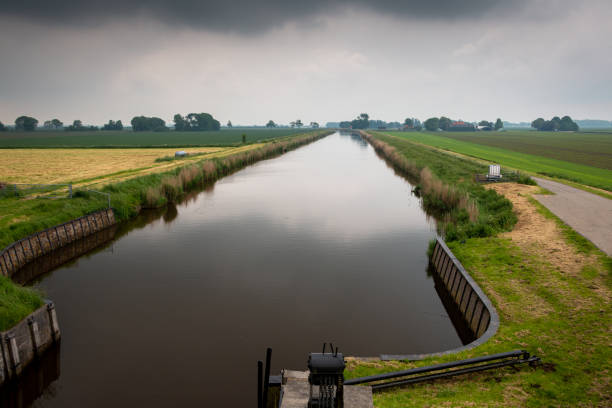 The beautiful canal in the polder named \