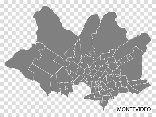 ilustrações de stock, clip art, desenhos animados e ícones de high quality map of montevideo is a capital of uruguay, with borders of the regions. map of montevideo for your web site design, app, ui. eps10. - montevidéu