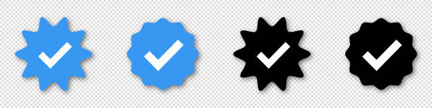 Verified badge profile set. Profile Verification. Approved icon with a Check mark. Isolated check mark on black and blue. Vector sign for your design EPS 10 Verified badge profile set. Profile Verification. Approved icon with a Check mark. Isolated check mark on black and blue. Vector sign for your design EPS 10 twitter stock illustrations