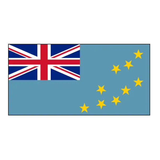 Vector illustration of Tuvalu Flag Button rectangle on isolated white for Oceania Country push button concepts.