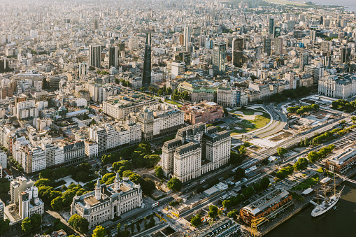 Aerial view of Buenos Aires Cityscape, Financial District and Monserrat area
