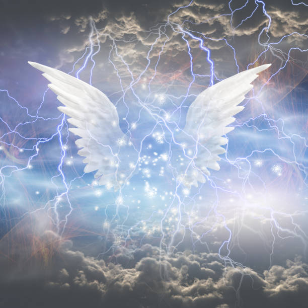 Angel's Wings. 3D Rendering Angel's wings. Spiritual composition. 3D rendering. spirit guides stock pictures, royalty-free photos & images