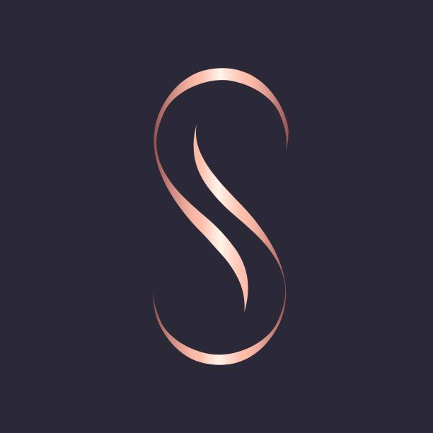 Letter S logo.Beauty, spa icon.Calligraphic alphabet initial. Typographic shape isolated on dark background.Ornamental, decorative style.Script lettering illustration. letter s stock illustrations