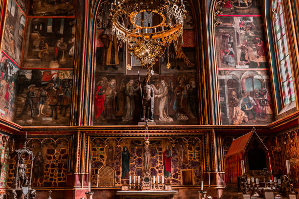 Crucifix and altar in a church