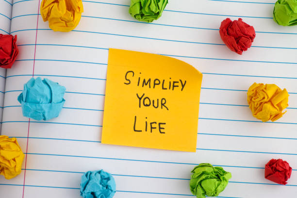 istock A yellow paper note with the phrase Simplify Your Life on it with some colorful crumpled paper balls around it 1325406551