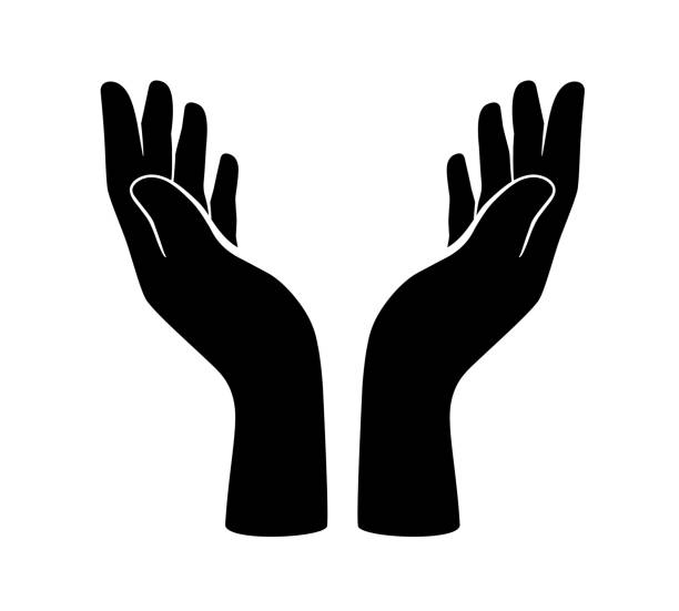 ilustraciones, imágenes clip art, dibujos animados e iconos de stock de dos manos abriéndose, quieren levantar algo. ilustración vectorial - manos