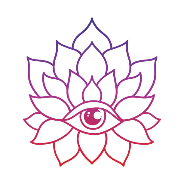 Hand Drawn Lotus Flower Tattoo Design With Third Eye Graphic Mandala  Pattern Stock Illustration - Download Image Now - iStock