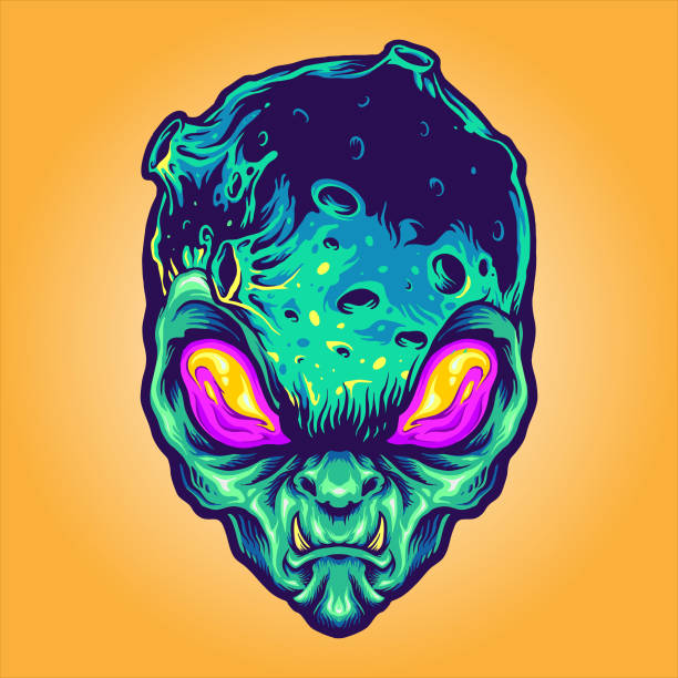 monster alien galaxy vector ilustracje do pracy logo, maskotka t-shirt towar, naklejki i wzory etykiet, plakat, kartki z życzeniami reklamy firmy biznesowej lub marek. - mascot alien space mystery stock illustrations