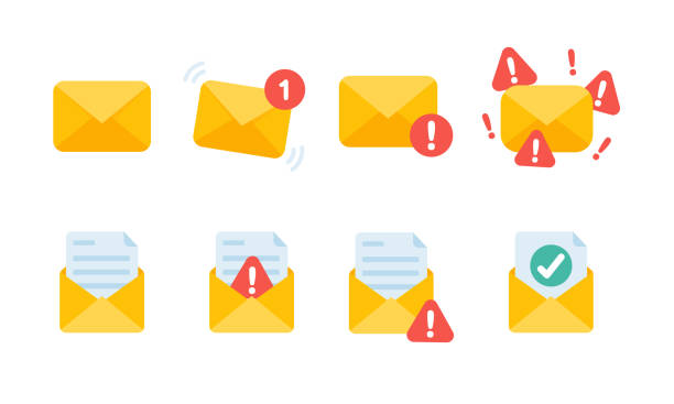 Yellow envelope. The concept of communication and email notification via online channels. Yellow envelope. The concept of communication and email notification via online channels. notification icon stock illustrations