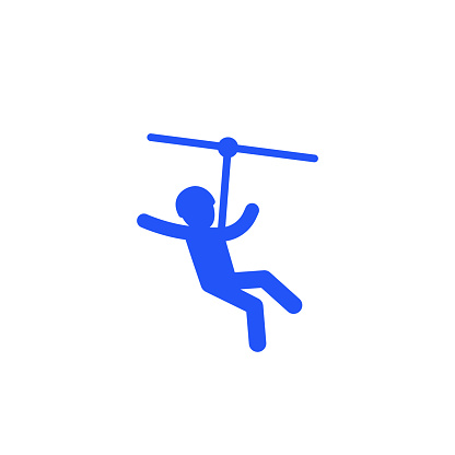 zip line icon on white, vector sign